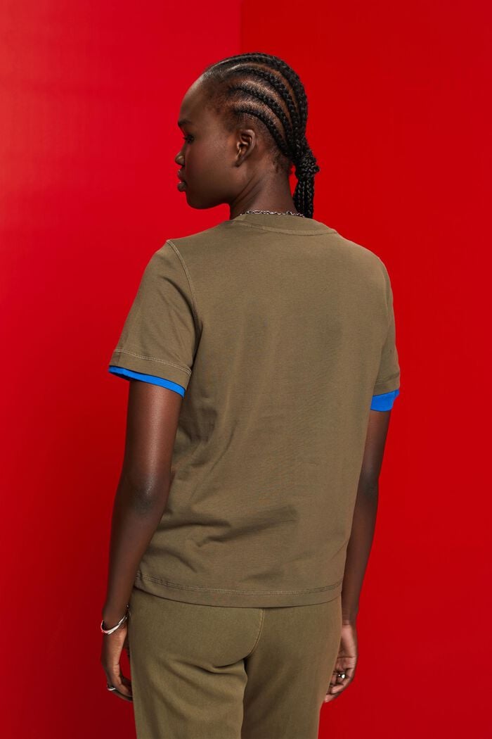 Lockeres T-Shirt aus 100 % Baumwolle, KHAKI GREEN, detail image number 3