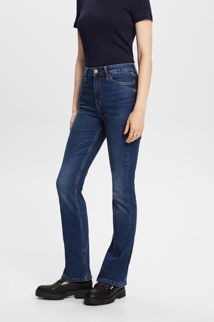 Recycelt: Bootcut-Jeans mit hohem Bund, BLUE DARK WASHED, detail image number 0