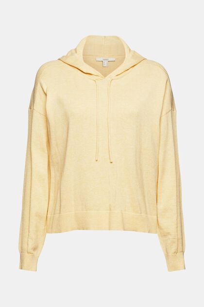 Pullover mit Hoodie, 100% Baumwolle, DUSTY YELLOW, overview