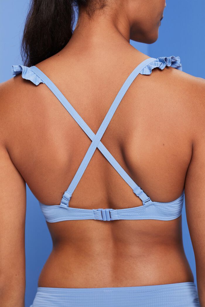 Recycelt: Bügel-Bikinitop mit Rüschendetails, LIGHT BLUE LAVENDER, detail image number 3