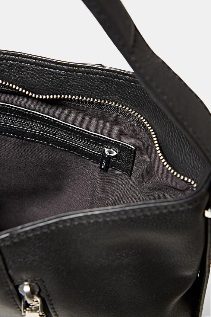 Ledertasche mit Zipper-Fächern, BLACK, detail image number 4