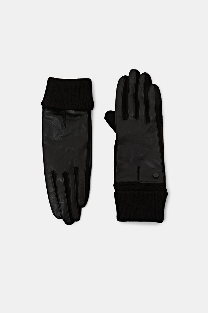 ESPRIT - Strickhandschuhe aus Leder und Wollmix in unserem Online Shop