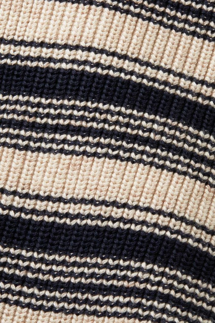 Gestreifter V-Ausschnitt-Cardigan, 100 % Baumwolle, NAVY, detail image number 5