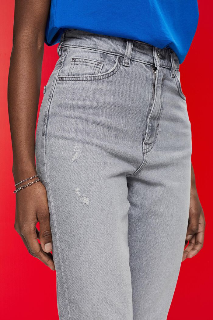 Jeans mit hohem Bund und offenem Saum, GREY MEDIUM WASHED, detail image number 2