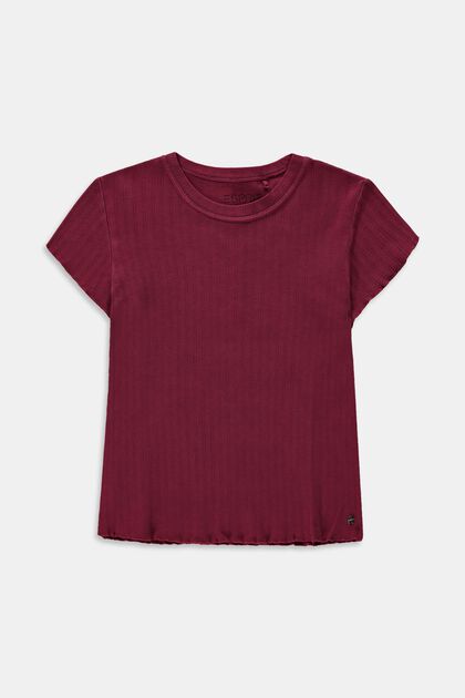Ripp-Shirt mit Kräuselsaum, 100% Baumwolle