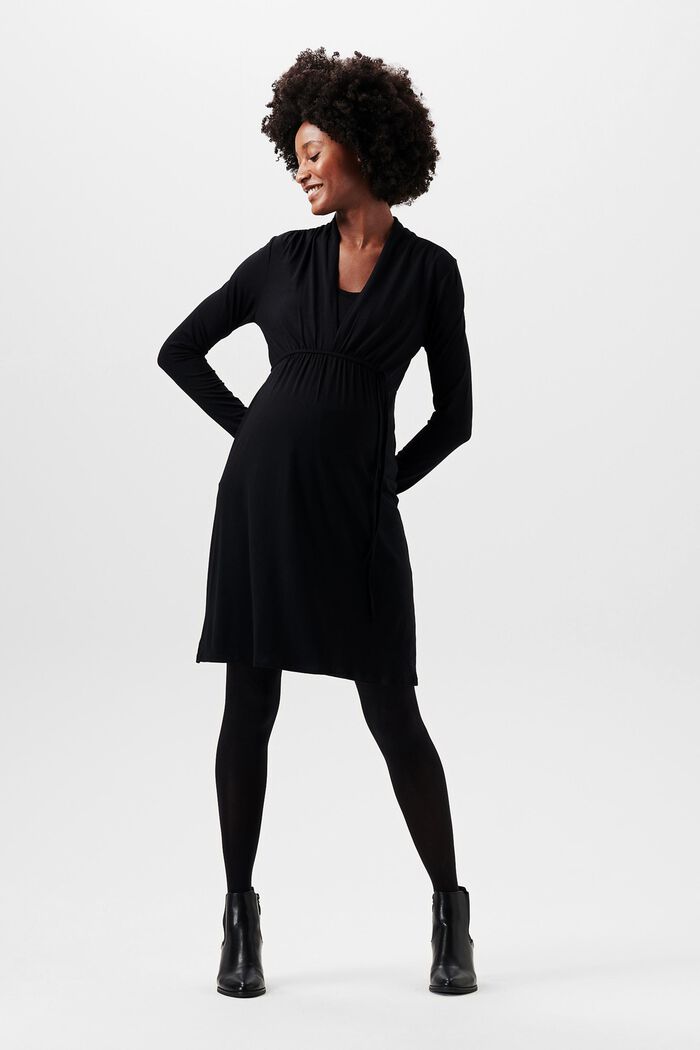 Jerseykleid mit langen Ärmeln, LENZING™ ECOVERO™, BLACK INK, detail image number 0