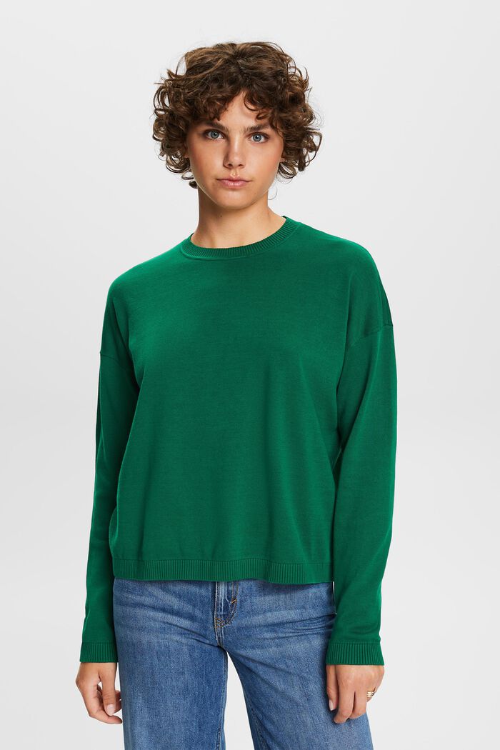 Oversize Pullover, 100 % Baumwolle, DARK GREEN, detail image number 0