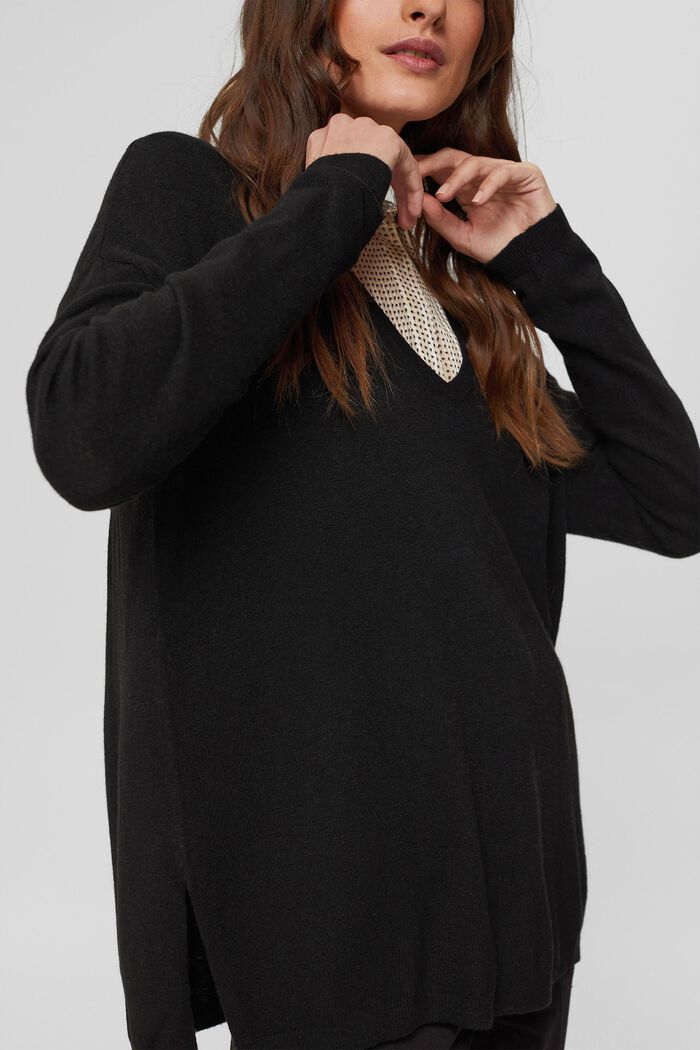 Oversize-Pullover mit Kaschmir-Woll-Blend, BLACK, detail image number 2