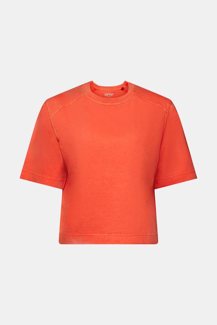 Baumwoll-T-Shirt im Boxy-Stil, BRIGHT ORANGE, detail image number 6