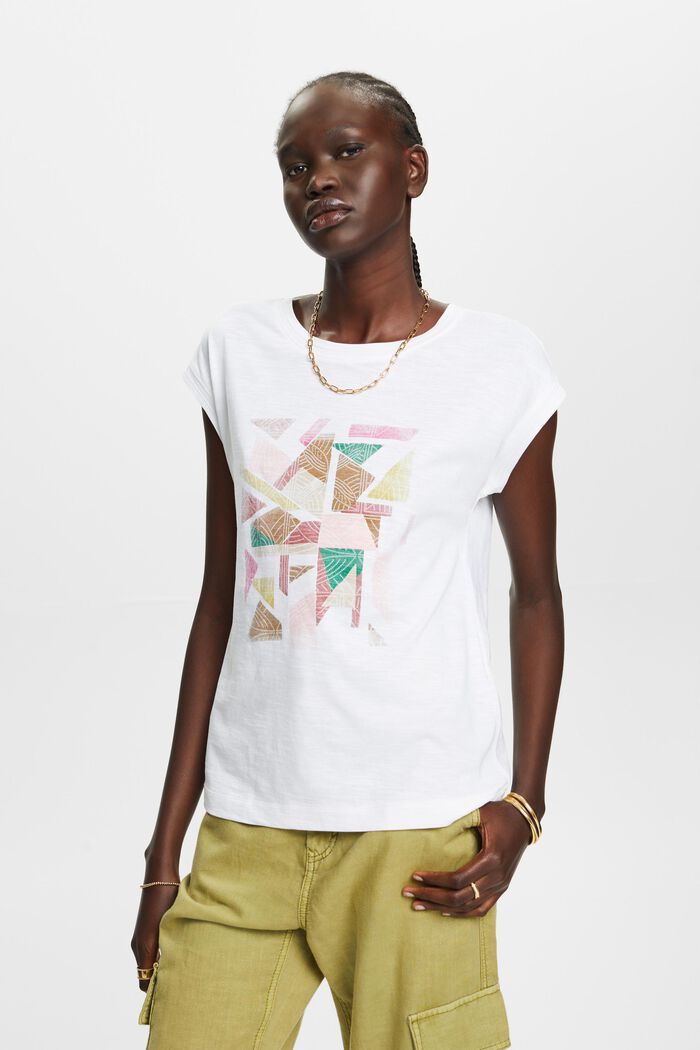 T-Shirt mit Print, 100 % Baumwolle, WHITE, detail image number 0