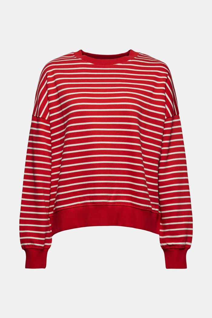Gestreiftes Sweatshirt aus 100% Bio-Baumwolle, RED, overview