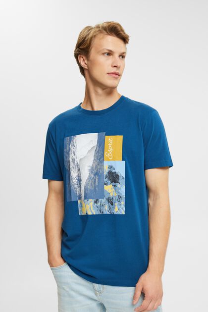 T-Shirt mit Print, PETROL BLUE, overview