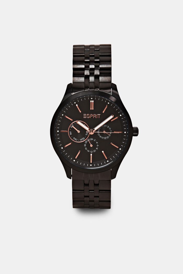 Edelstahl-Uhr mit Gliederarmband, BLACK, detail image number 0