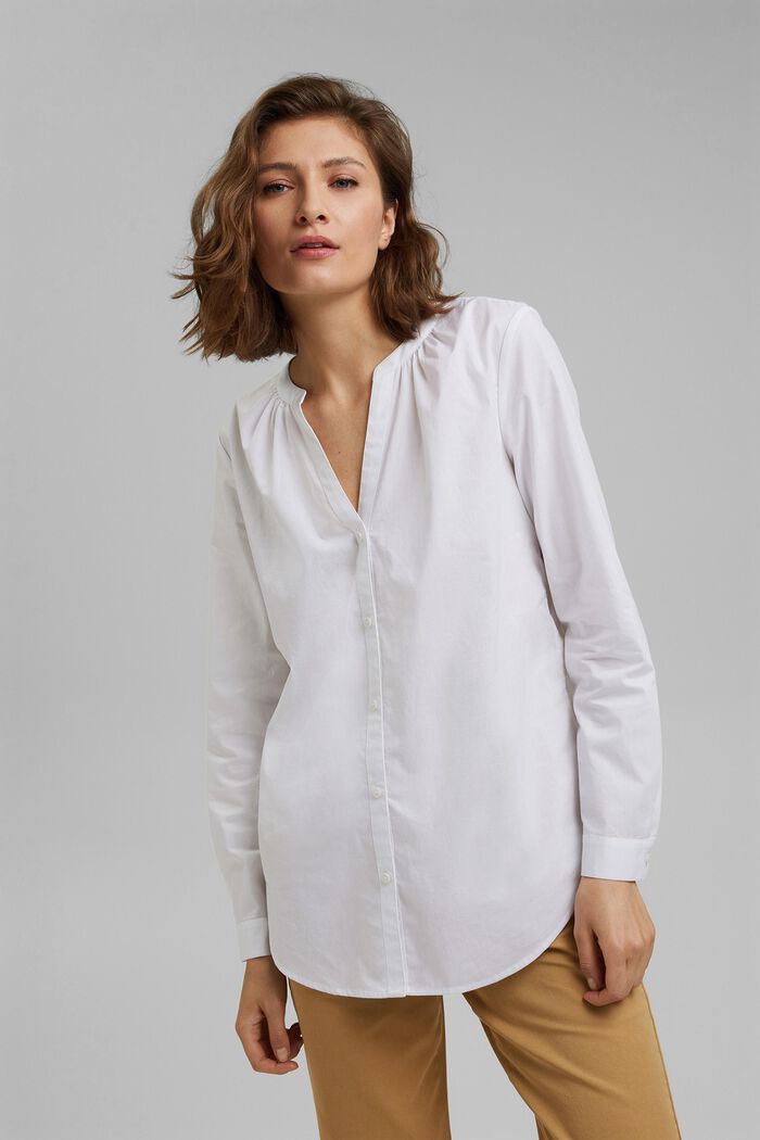 Bluse aus 100% Bio-Baumwolle, WHITE, detail image number 0