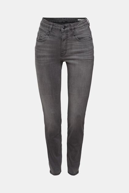 High-Rise-Jeans mit Shaping-Effekt, GREY DARK WASHED, overview