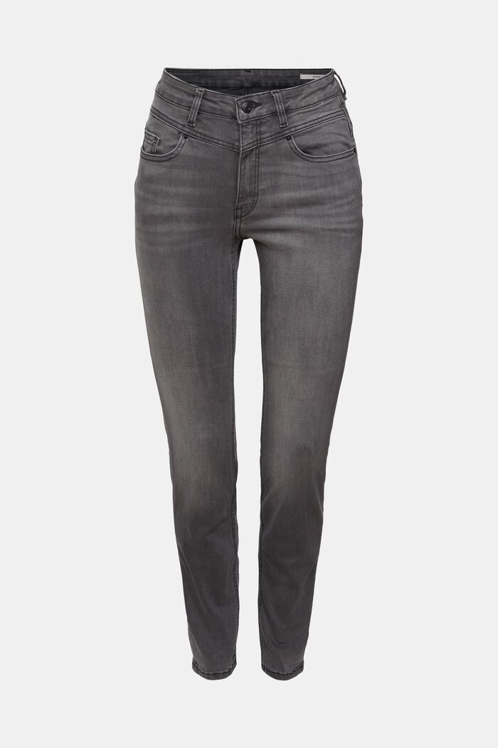 Shaping-Jeans mit hohem Bund, GREY DARK WASHED, overview