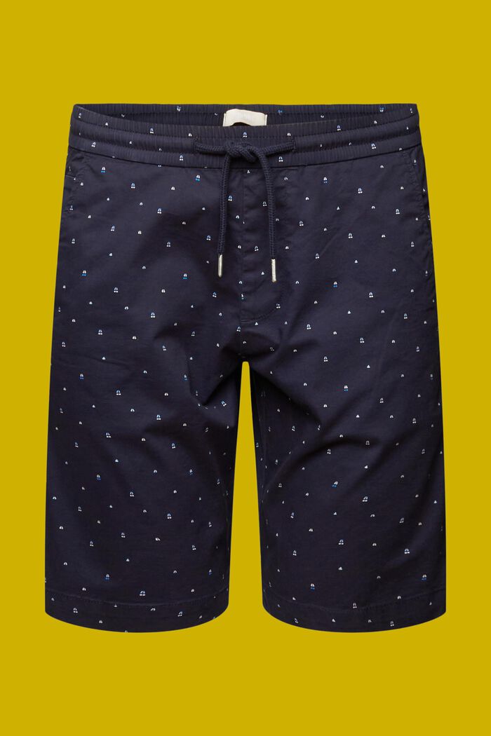 Gemusterte Pull-on-Shorts, Baumwollstretch, NAVY, detail image number 7