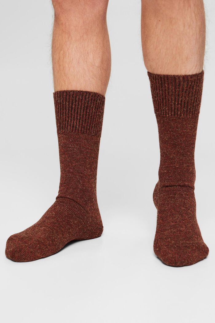 Melierte Socken aus Baumwoll-Mix, HENNA, detail image number 2