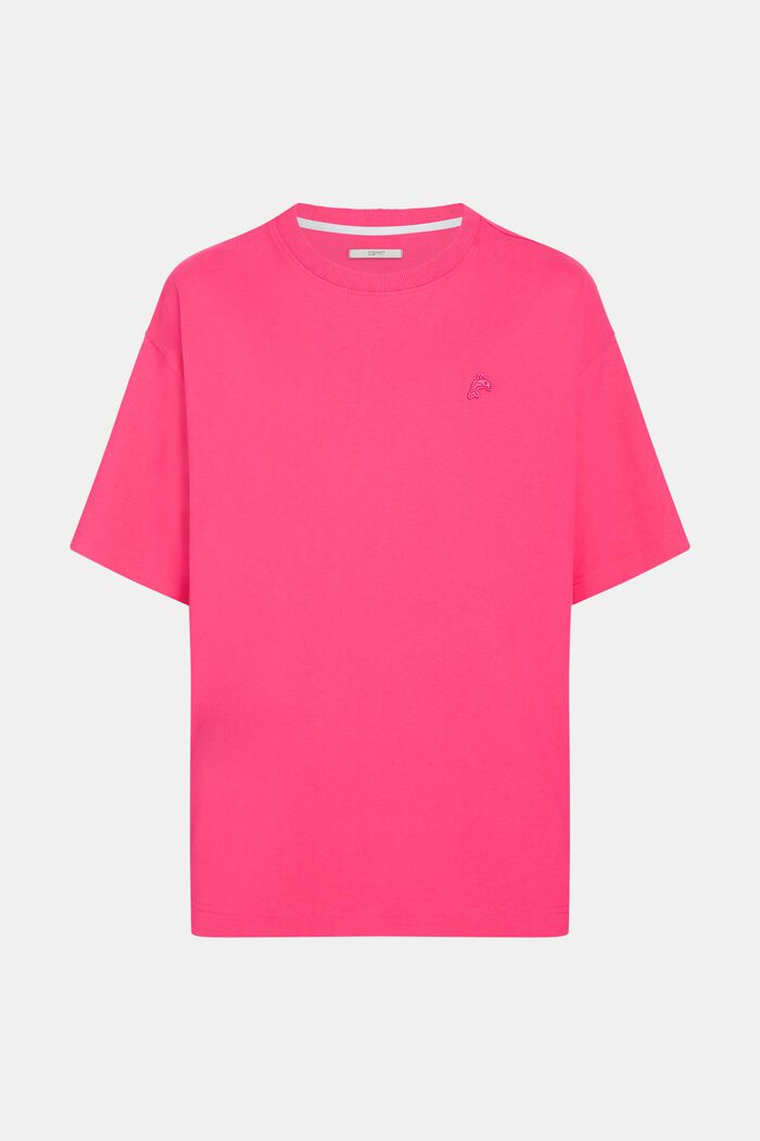 Relaxed Fit T-Shirt mit farbigem Dolphin-Batch, PINK FUCHSIA, detail image number 4