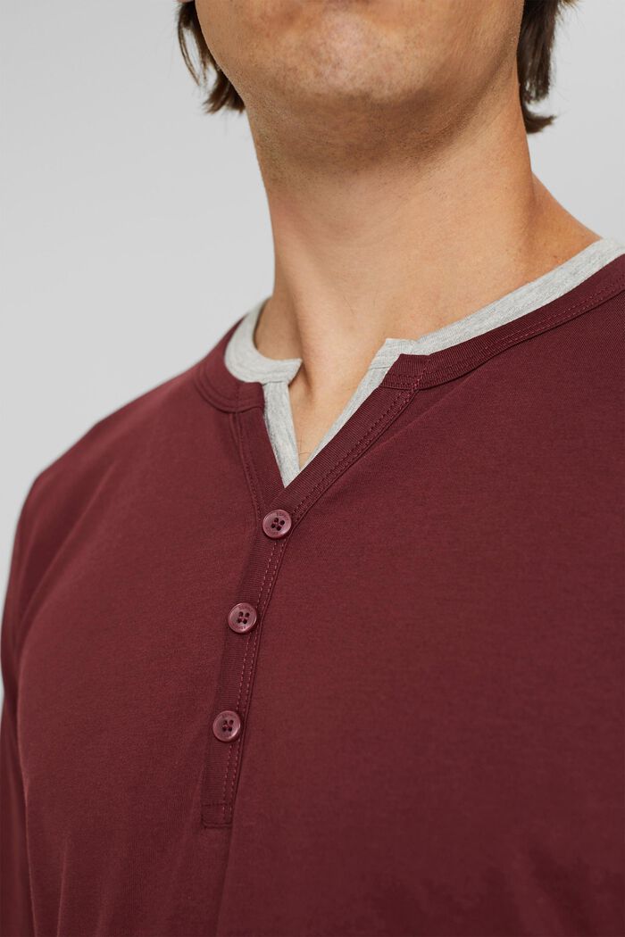 Jersey-Longsleeve im Layering-Look, BORDEAUX RED, detail image number 1