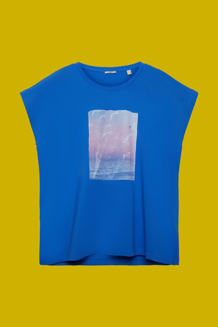 CURVY T-Shirt mit Print vorne, 100 % Baumwolle, BRIGHT BLUE, detail image number 5
