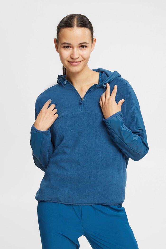 Fleece-Sweatshirt mit Kapuze, PETROL BLUE, detail image number 0