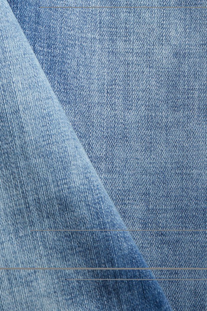 Knöchellange Jeans im Used-Look, Bio-Baumwolle, BLUE MEDIUM WASHED, detail image number 4