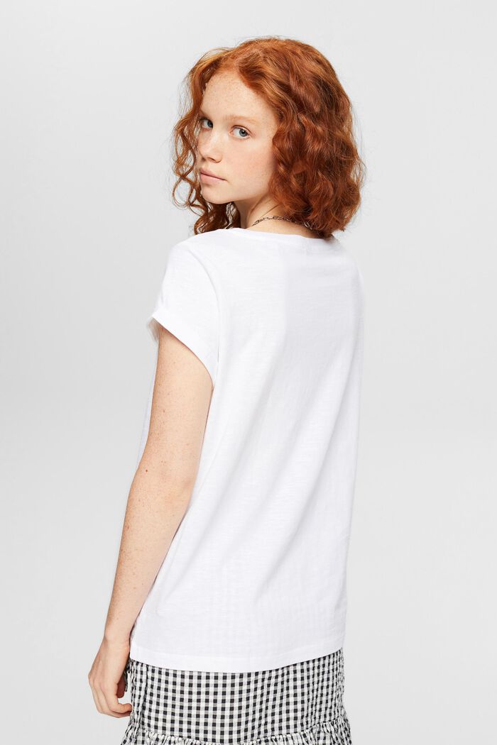 Unifarbenes T-Shirt, WHITE, detail image number 3