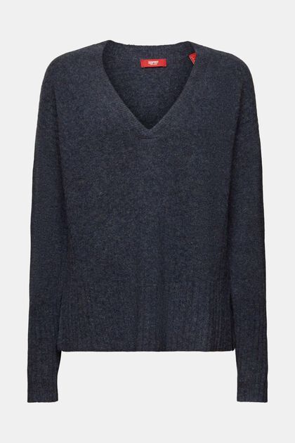 Wollmix-Pullover mit V-Ausschnitt