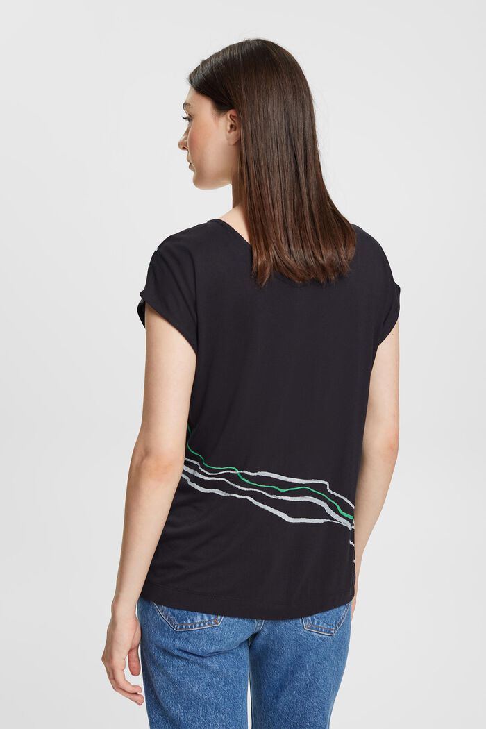 T-Shirt mit Print und V-Ausschnitt, BLACK, detail image number 3