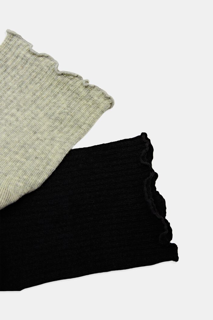 2er-Pack Socken mit Rüschenbündchen, Bio-Baumwolle, BLACK/KHAKI, detail image number 1