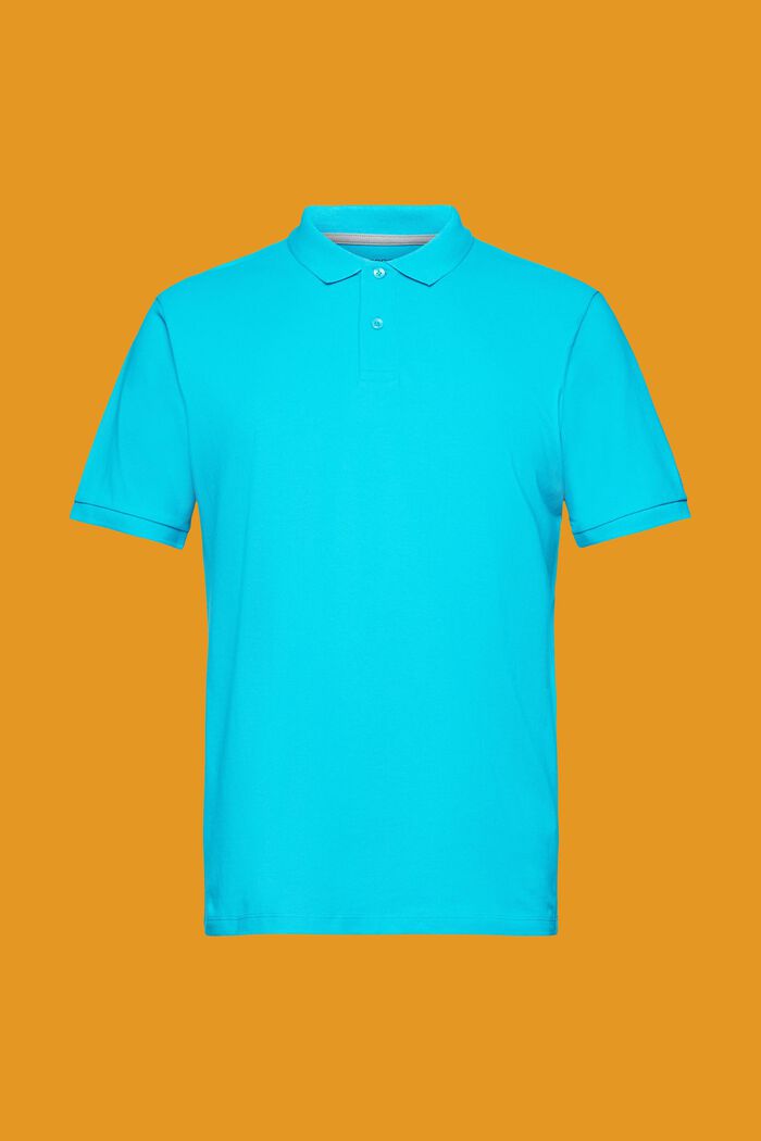 Slim-Fit-Poloshirt aus Baumwoll-Piqué, AQUA GREEN, detail image number 6
