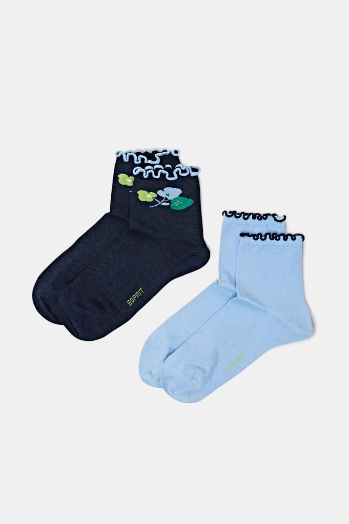 2er-Pack halbhohe Socken mit Rüschen, NAVY/LIGHT BLUE, detail image number 0