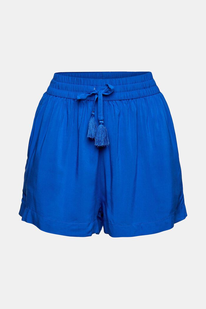 Shorts mit Tasseln, LENZING™ ECOVERO™, BRIGHT BLUE, detail image number 7