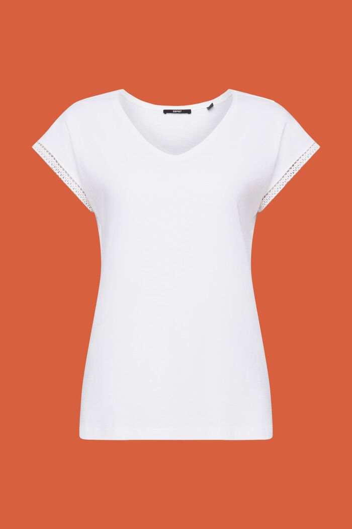 T-Shirt mit Spitzendetails, WHITE, detail image number 5
