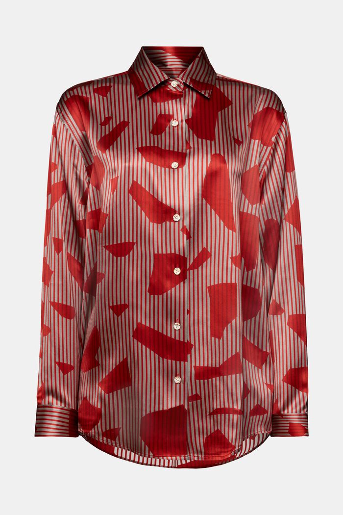 Button-Up-Seidenhemd mit Print, DARK RED, detail image number 6