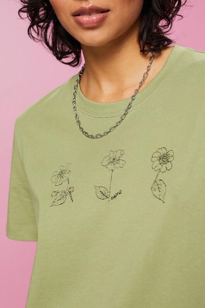Baumwoll-T-Shirt mit Blumenprint, PISTACHIO GREEN, detail image number 2