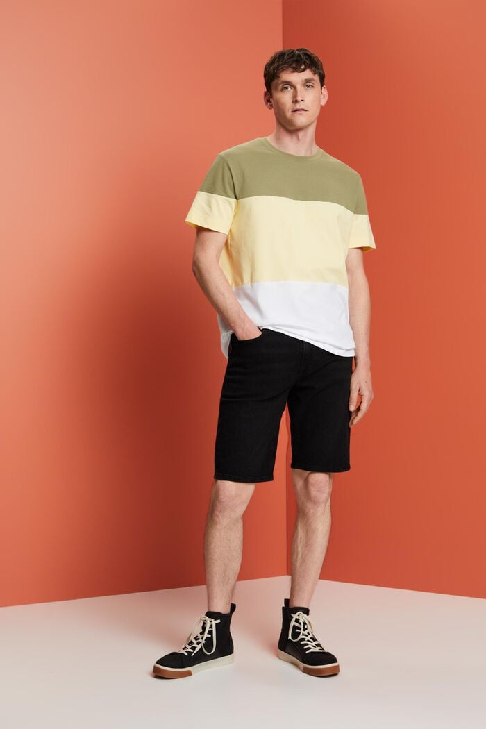 Colourblock-T-Shirt, 100 % Baumwolle, LIGHT KHAKI, detail image number 1