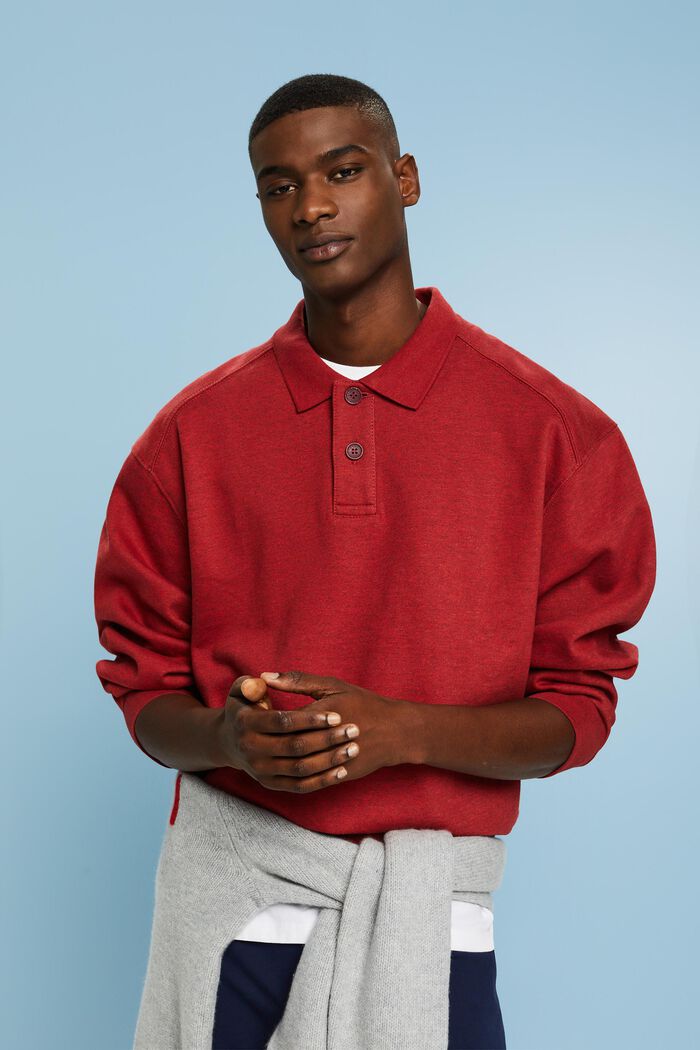 Langärmliges Polo-Sweatshirt, DARK RED, detail image number 0