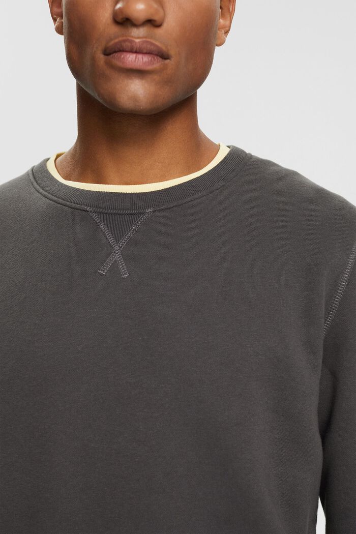 Unifarbenes Sweatshirt, DARK GREY, detail image number 3