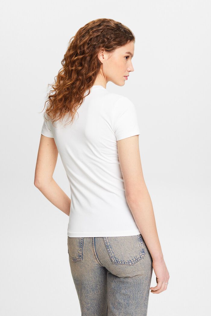 Jersey-T-Shirt mit V-Ausschnitt, WHITE, detail image number 2