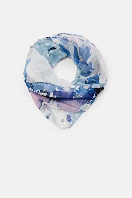 Loop-Schal mit Blumen-Muster, PASTEL BLUE, overview