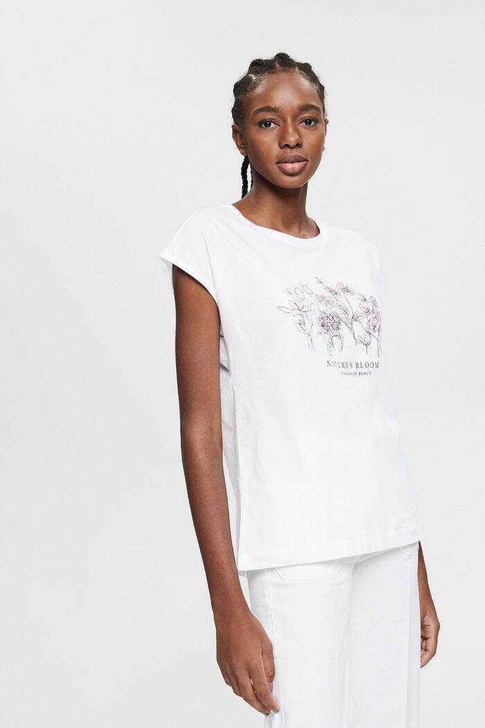 T-Shirt mit Print, Bio-Baumwolle, WHITE, detail image number 0