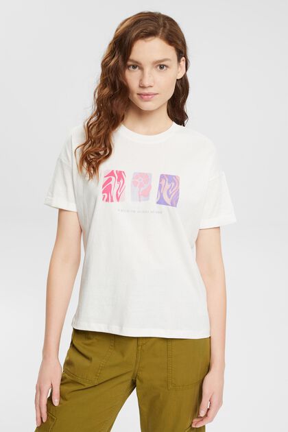 T-Shirt mit Print, OFF WHITE, overview