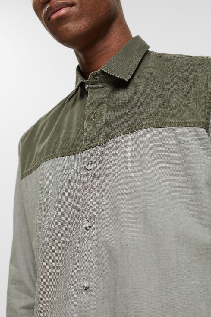 Zweifarbiges Hemd aus nachhaltiger Baumwolle, DARK KHAKI, detail image number 3