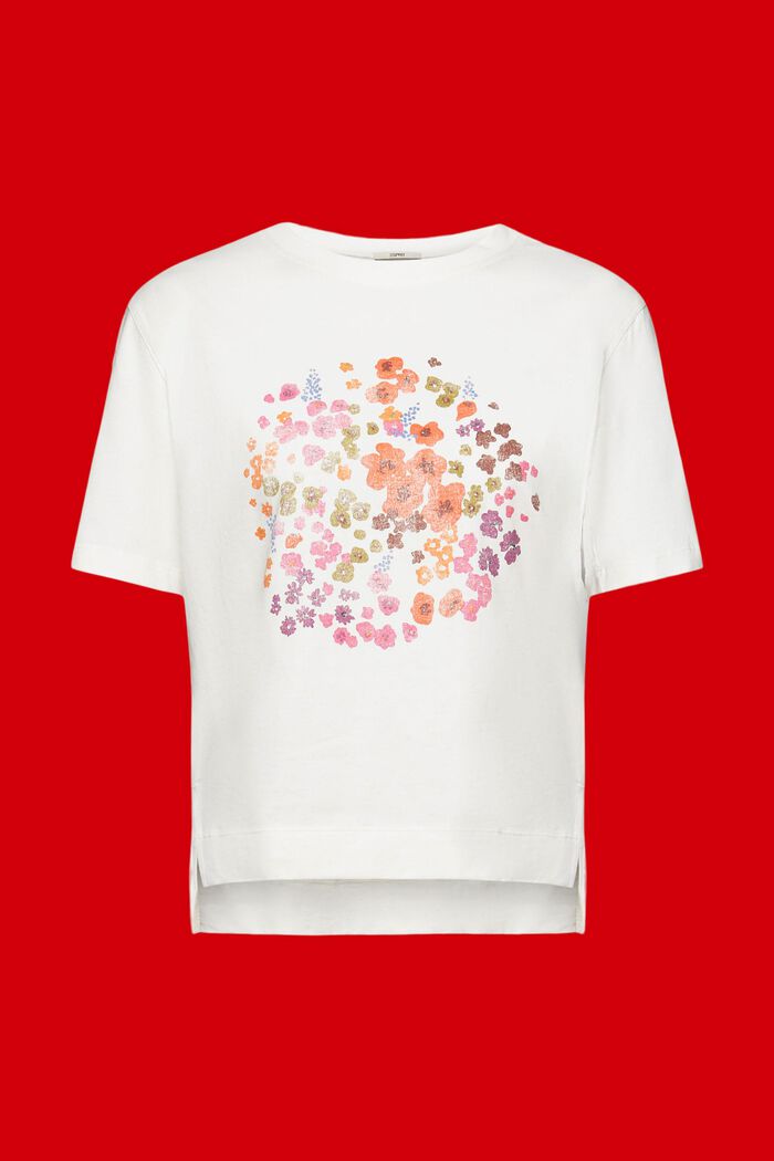T-Shirt mit Blumen-Print, OFF WHITE, detail image number 6
