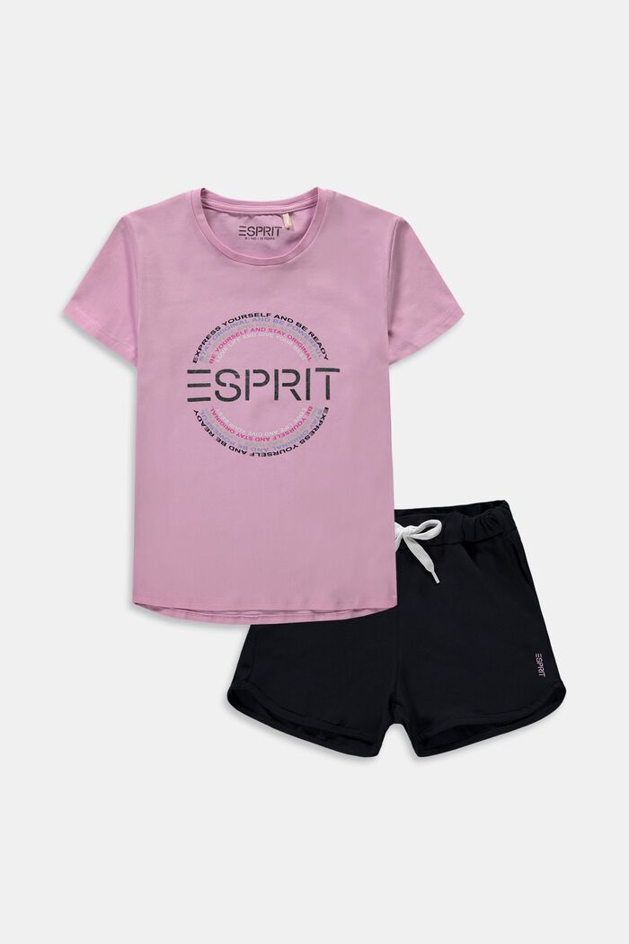 Set: T-Shirt und Shorts aus Baumwoll-Jersey, PINK, detail image number 0