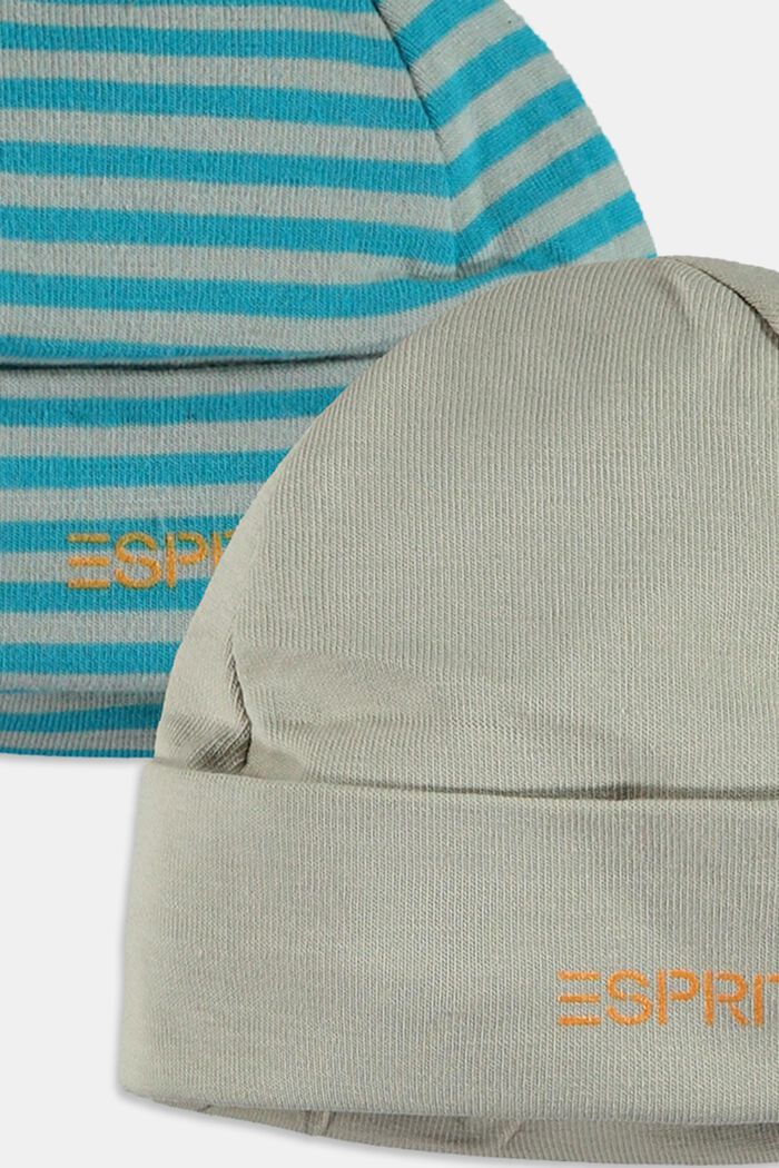 Babymütze aus Jersey im 2er-Set, AQUA GREEN, detail image number 2