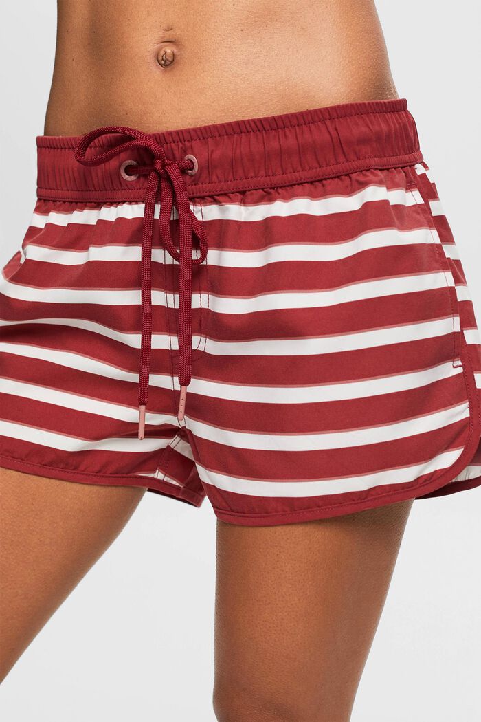 Gestreifte Beach-Shorts, DARK RED, detail image number 1
