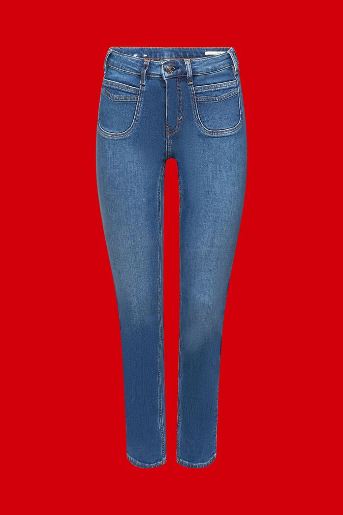 High-Rise-Jeans im Slim Fit, BLUE MEDIUM WASHED, detail image number 6